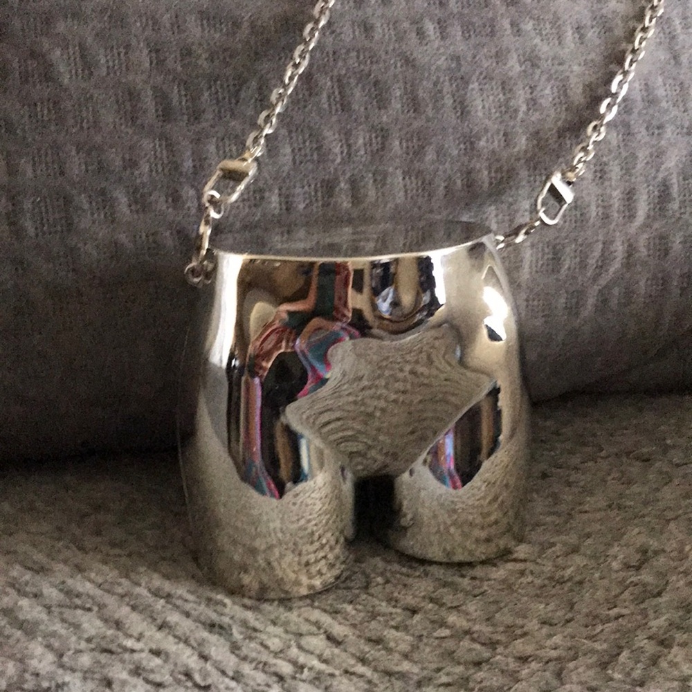 🟦Woman’s Brand New BBL Silver Metallic Crossbody Chain Bag
